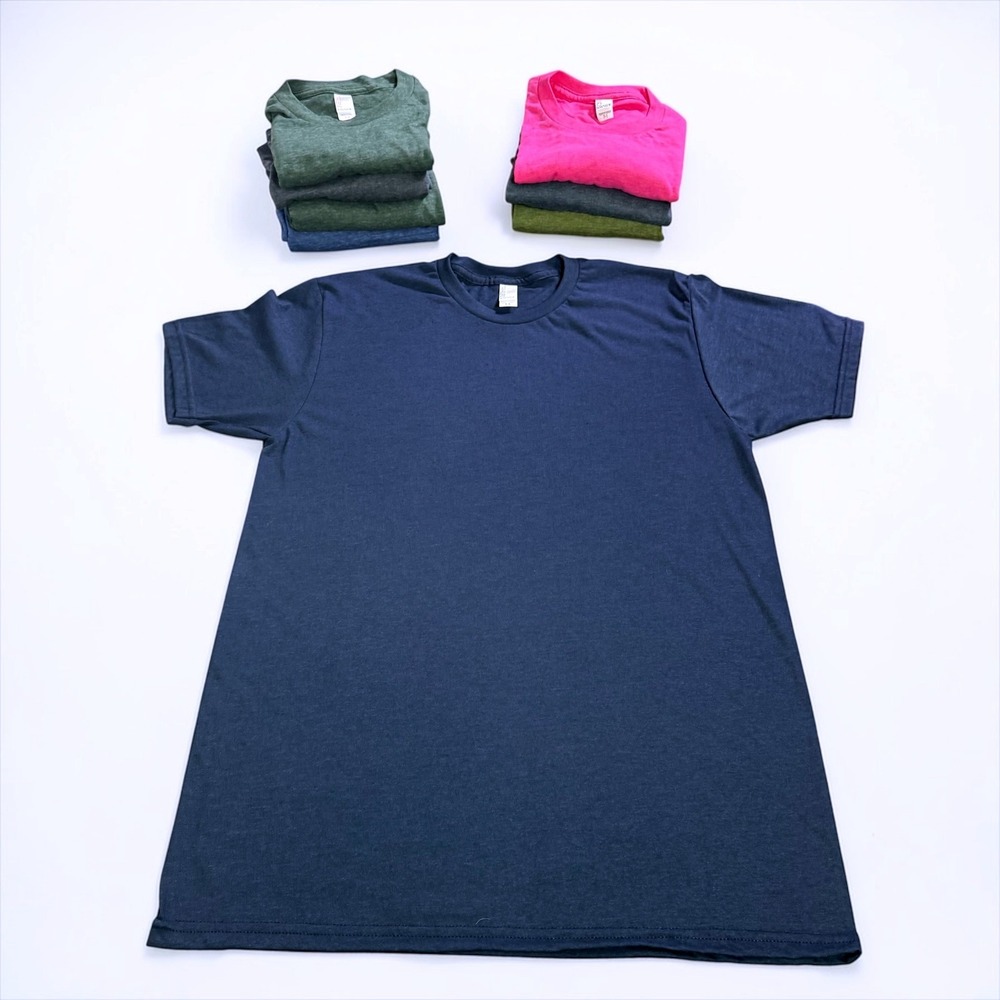 Lot Of 8 Bayside Tri-Blend Crewneck T-Shirt Short Sleeve 7 Mediums 1 Large